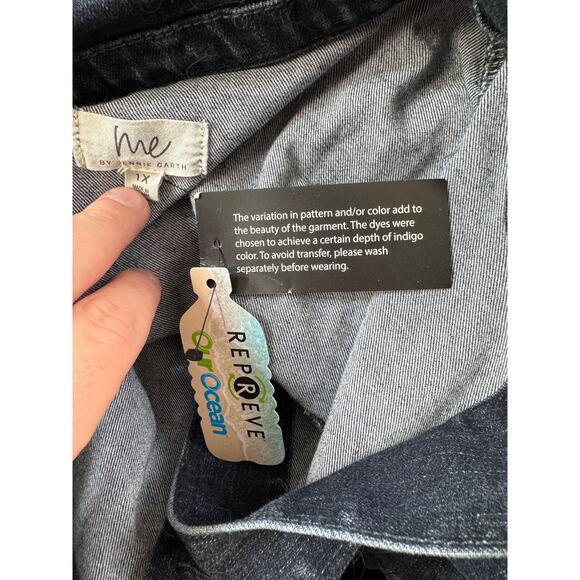 Me by Jennie Garth The Dylan Denim Jacket Washed Grey Blue Wash 1X NWT - Picture 14 of 14